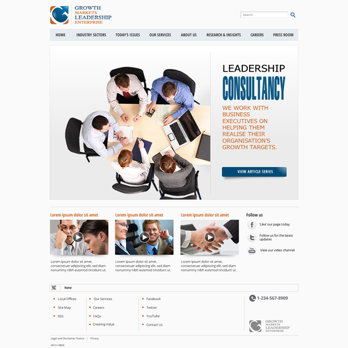 Marketing website with the title 'Create the next website design for GMLE'