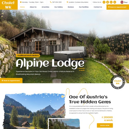 Travel website with the title 'Chalet Website Design'