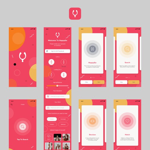 IPhone design with the title 'Design for dating app'