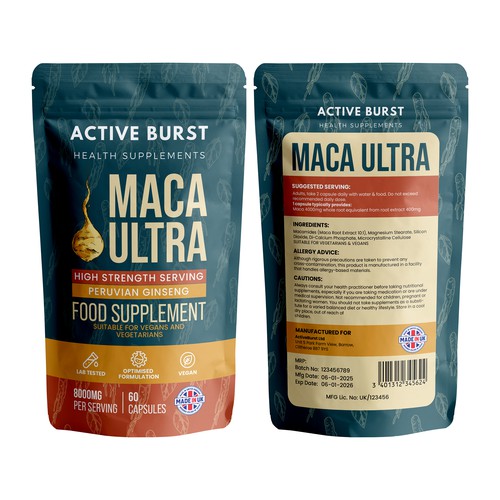 Label packaging with the title 'Packaging Design'