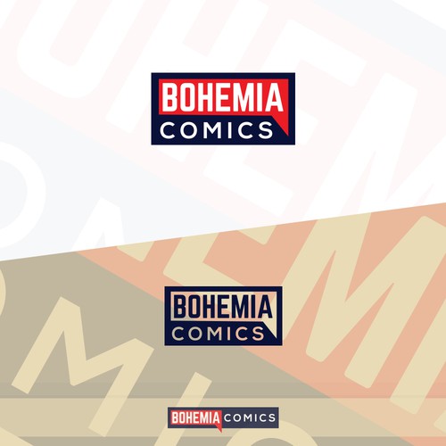 Speech bubble logo with the title 'Logo for comic book company'