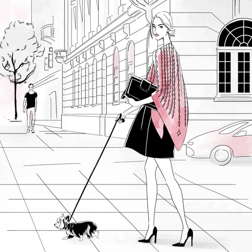 Scenery artwork with the title 'Fashion illustration for Women's Luxury Shawl Brand'