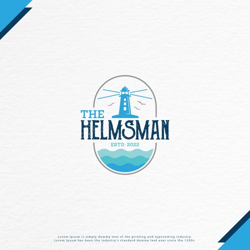 Shipping logo with the title 'The Helmsman Logo'