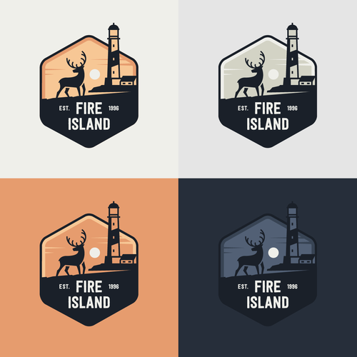 Lighthouse logo with the title 'Badge for Fire Island'