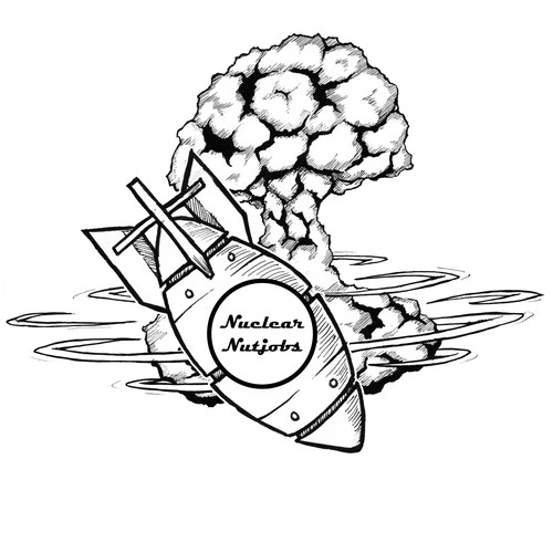 Traditional artwork with the title 'Nuclear Nutjobs Logo Design (Mid)'