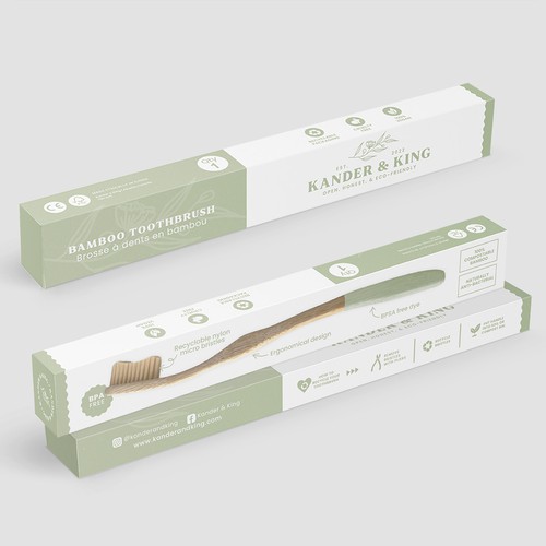 Toothbrush design with the title 'Bamboo toothbrush packaging design'
