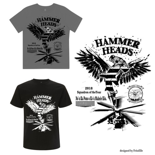American flag t-shirt with the title 'hammerheads concept design'