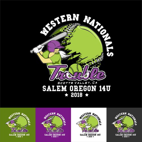 Softball design with the title 'Design For Trouble'