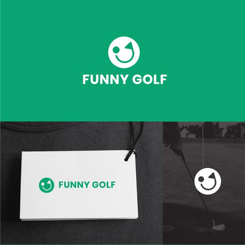 Emoticon logo with the title 'Funny Golf Logo'