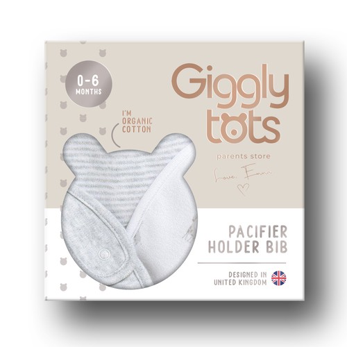 Baby packaging with the title 'Giggly Tots Packaging Box'