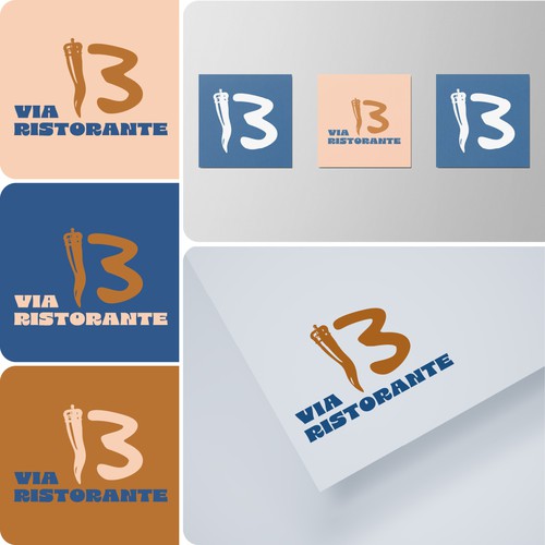 Italian food design with the title 'Restaurant Branding Concept - Via 13'