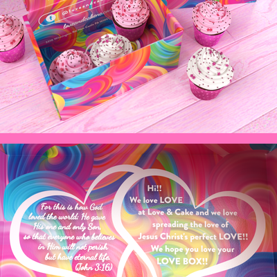 A colorful and bright cupcake box