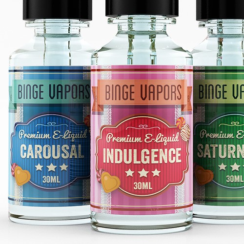 Candy design with the title 'E-Liquid Label design for Binge Vapors'