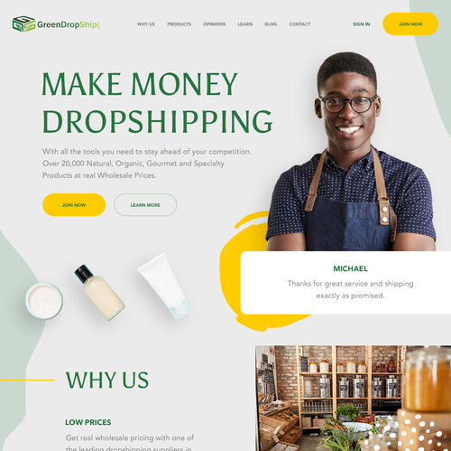 Delivery website with the title 'Modern sleek off-grid design'