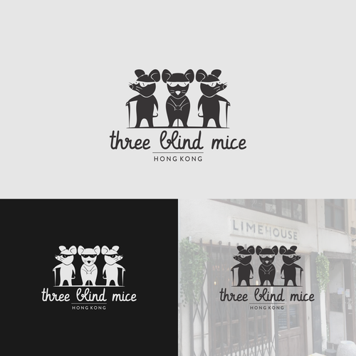 Mouse logo with the title 'Three Blind Mice  Logo Design'