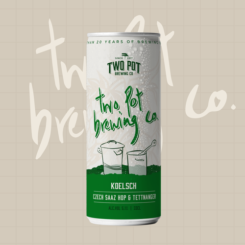 Microbrewery design with the title 'Label Design for Two Pot Brewing Co - Microbrewery'