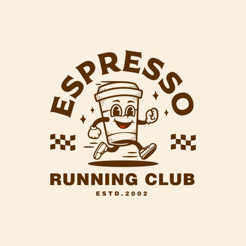 Coffee cup logo with the title 'Espresso Running Club'