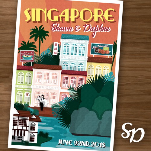 Singapore design with the title 'Singapore Wedding Postcard'