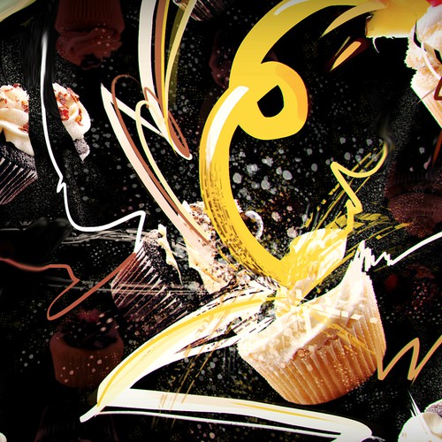 Cupcake design with the title 'Galactic Big Bang Cupcakes Explosion'