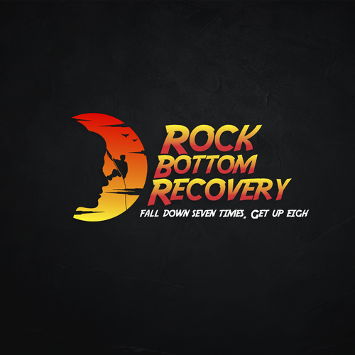 Climbing logo with the title 'Rock Bottom Recovery Logo'