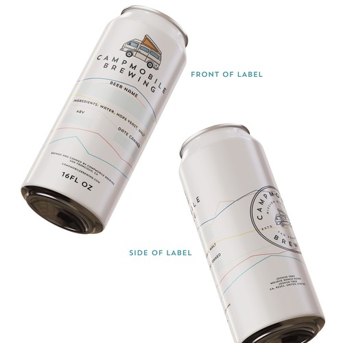 Brand packaging with the title 'Campmobile Brewery Draft Label'