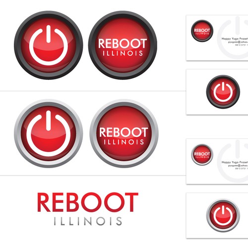 Name card design with the title 'REBOOT ILLINOIS'