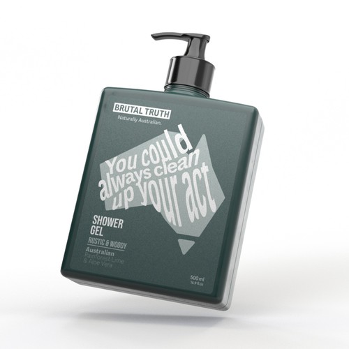 Bottle packaging with the title 'Masculine Edgy Packaging Label'