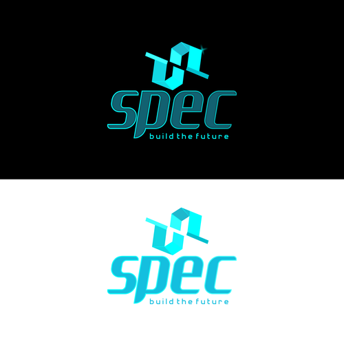 Cyan design with the title 'Contest Finalist of Logo for SPEC - Build the Future'