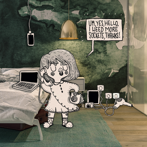 Electronic design with the title 'Photo + Illustration mashup'