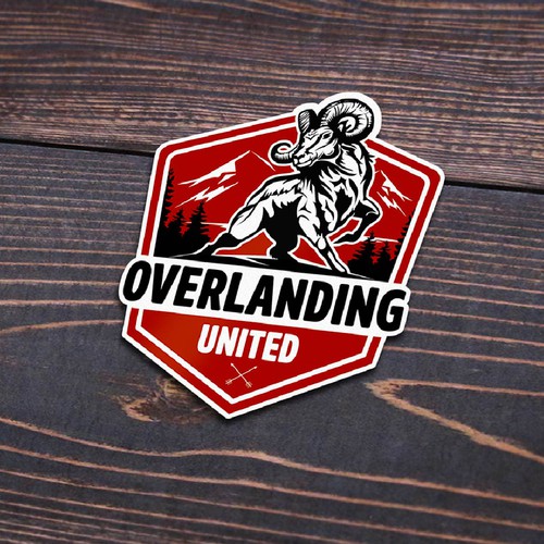 Sticker logo with the title 'Overlanding United'