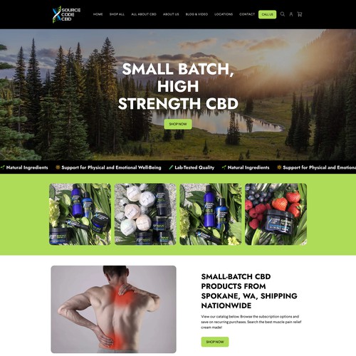 JavaScript design with the title 'Source Code CBD online shop'