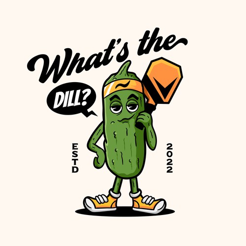 Pickleball  logo with the title 'Cucumber Mascot Logo'