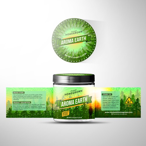 Cannabis label with the title 'Packaging Design'