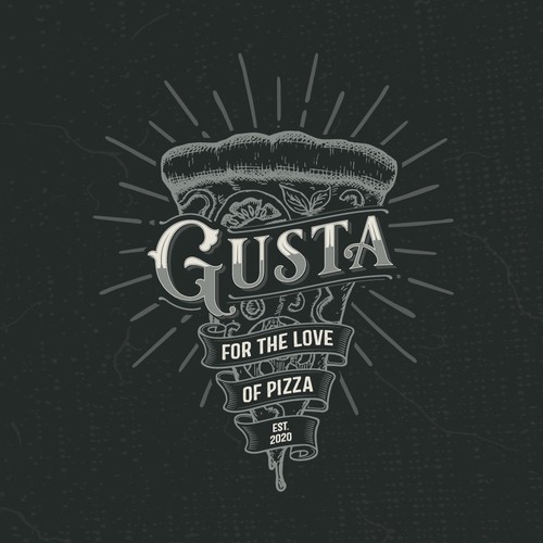 Pizza design with the title 'Gusta logo'
