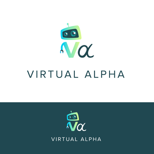 Bot logo with the title 'Logo Design for tech company - Virtual Alpha'