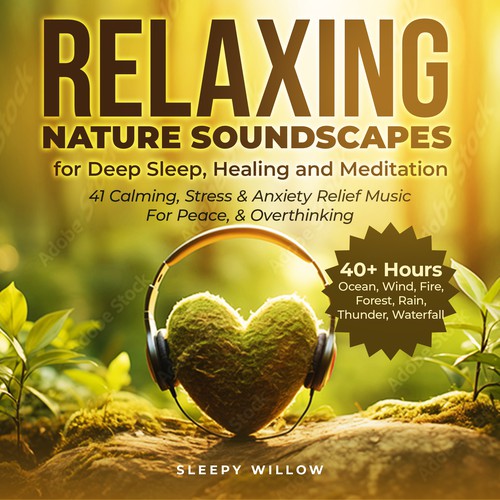 Relaxing design with the title 'Relaxing Nature Soundscapes for Deep Sleep, Healing and Meditation'