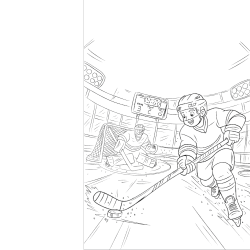 Hockey design with the title 'Epic Hockey Facts Challenge – Book Cover Illustration'