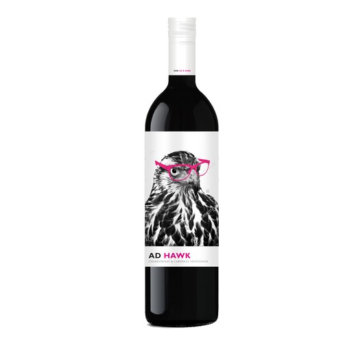 Contemporary label with the title 'Ad Hawk Wine Contest Winner'