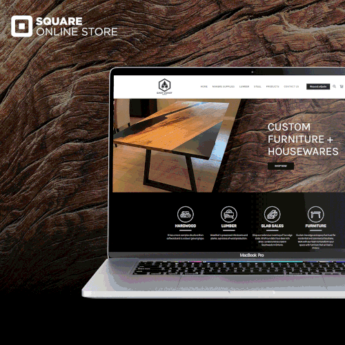 Atom design with the title 'Wooden Furniture for Square Order Online Store'