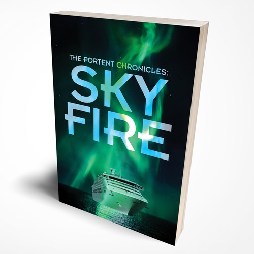 Overlay design with the title 'Sky Fire book cover'
