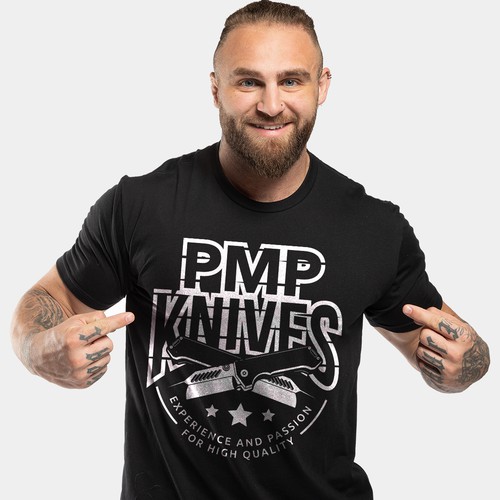 Industrial t-shirt with the title 'PMP Knives'