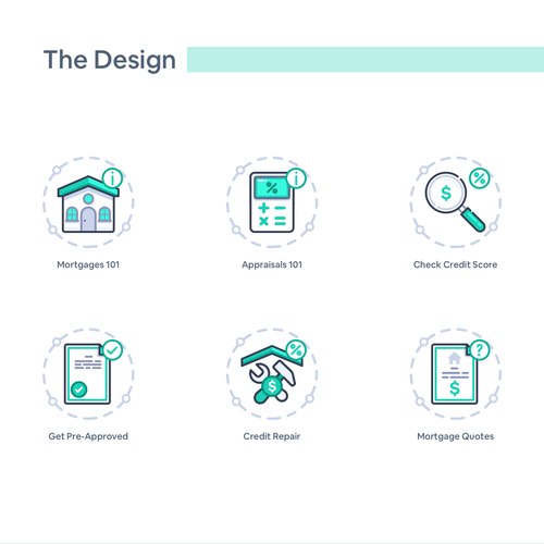 Sketch artwork with the title 'Premium FinTech & Real Estate Icon System for High-Growth Startups'