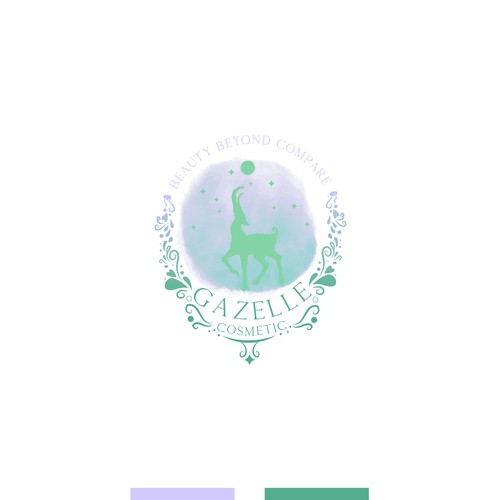 Gazelle design with the title 'Romantic Watercolor Elegant Illustrative Design'