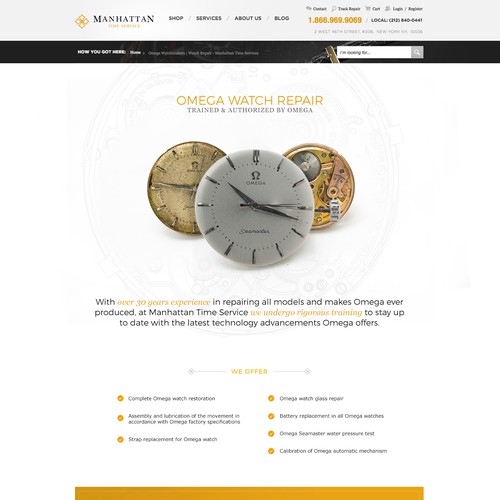 Watch design with the title 'Watch repair website'