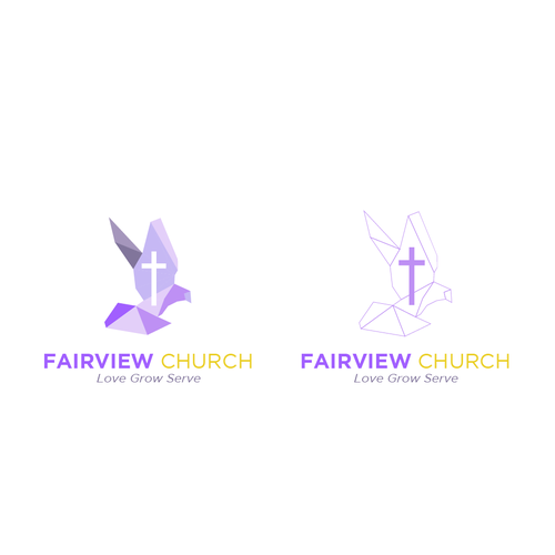 Dove logo with the title 'Innovative logo for Fairview Church, USA.'