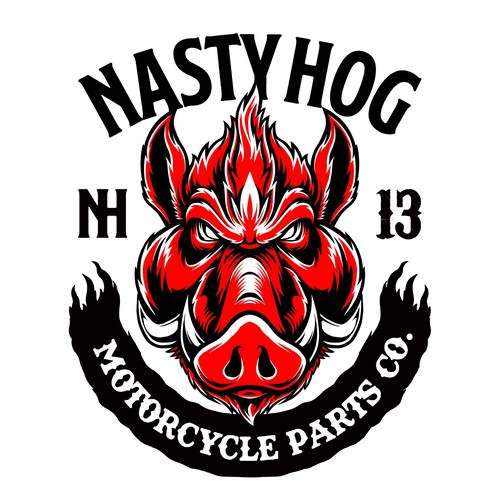 Biker t-shirt with the title 'nasty hog'