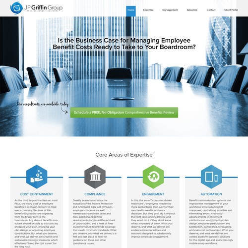 Insurance website with the title 'Landing Page Design for JP Griffin Group'
