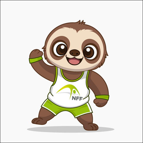 Vector art design with the title 'Sloth mascot'