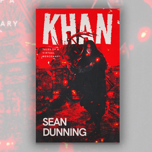 Noir book cover with the title 'Noir fantasy-setting virtual-reality novel mixing in elements of both medieval and modern weaponry'