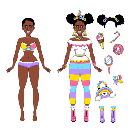 Vector artwork with the title 'Paper Doll character '